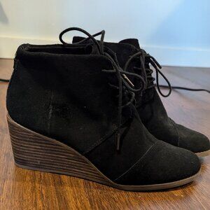 Toms Collette Black Wedge Booties